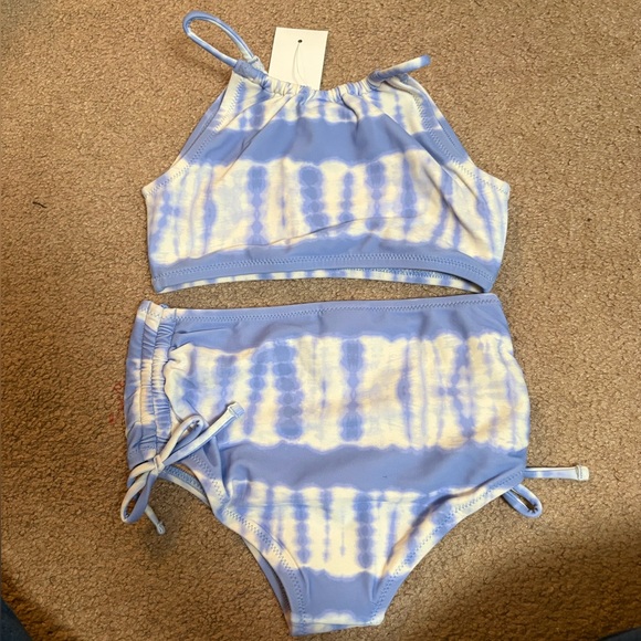 NWT J.Crew Crewcuts Girls' Bow-Tie Two-Piece Swimsuit in Peri Breeze Tie Dye - Picture 4 of 7